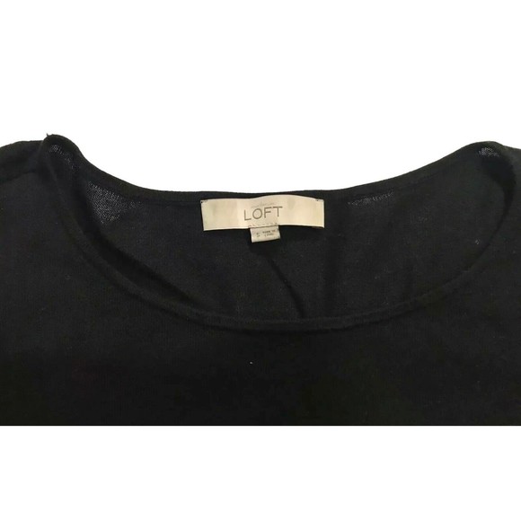 Ann Taylor Loft Pullover Light Sweater Small S Black Peter Pan Ribbed Lot Of 2 - Picture 3 of 11